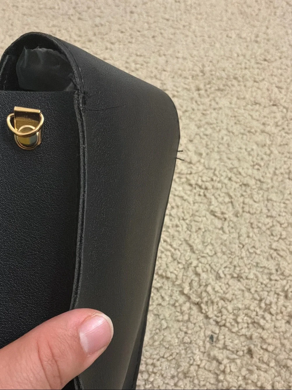 Black and White Faux Leather Phone Crossbody with Gold Lock
